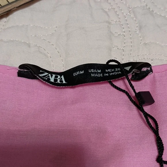 Zara pink Eyelet Tiered Puff-Sleeve Dress NWT - Picture 10 of 10